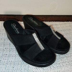 Skechers Hot Shot Crystal Wedge Sandals NEW 7M